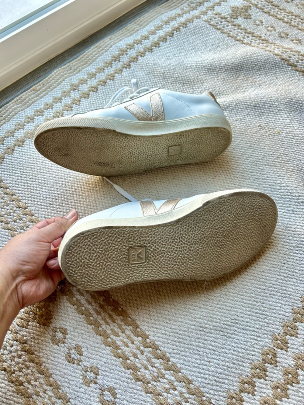 Veja White  Esplar Leather Sneakers - Picture 6 of 7